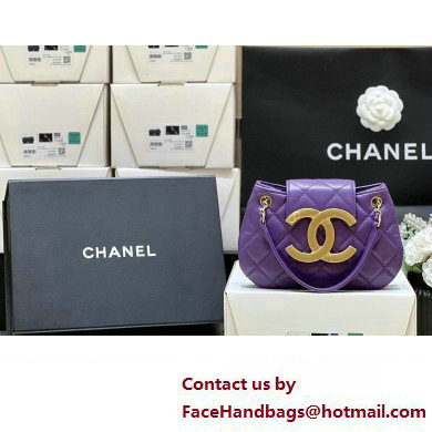 Chanel Lambskin & Gold-Tone Metal Small Messenger Bag AS4609 purple 2024(original quality)